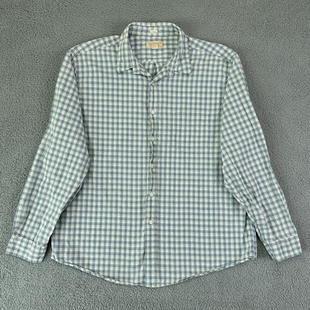 American Eagle Shirt Mens XXL Blue White Plaid Button Up Long Sleeve Classic Fit